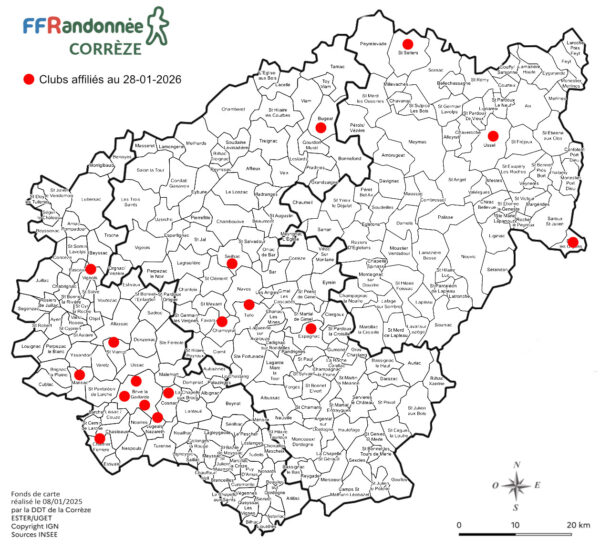 carte des clubs corréziens